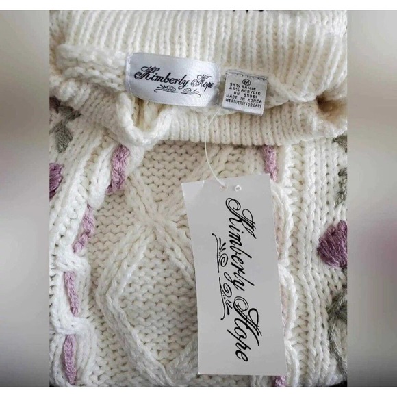 Kimberly Hope NWT Vintage 90's Boho Chic Floral Embroidered Sweater Size M - Picture 6 of 12